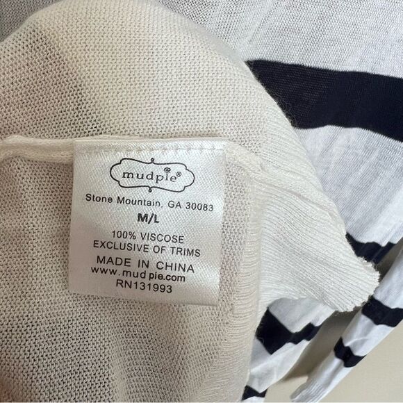 Mud Pie NWT Striped Beau Duster Cardigan WHITE NAVY Size M/L - Picture 8 of 9
